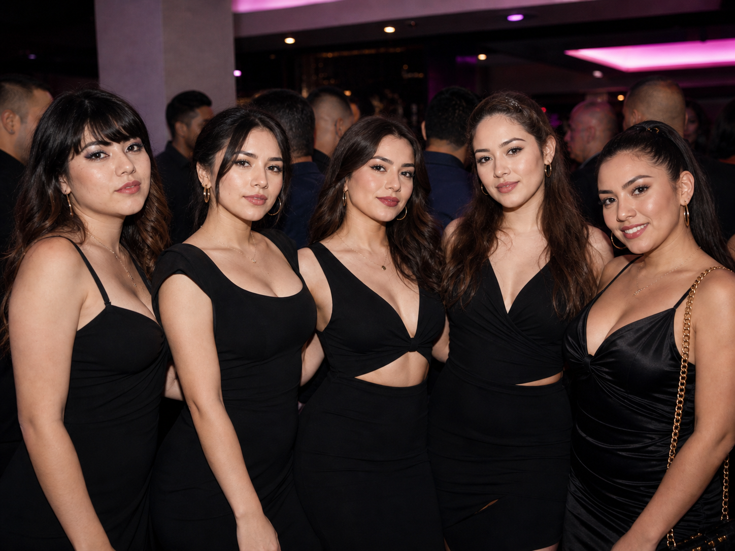 Grupo de invitadas en un evento fotografiado para una galeria privada